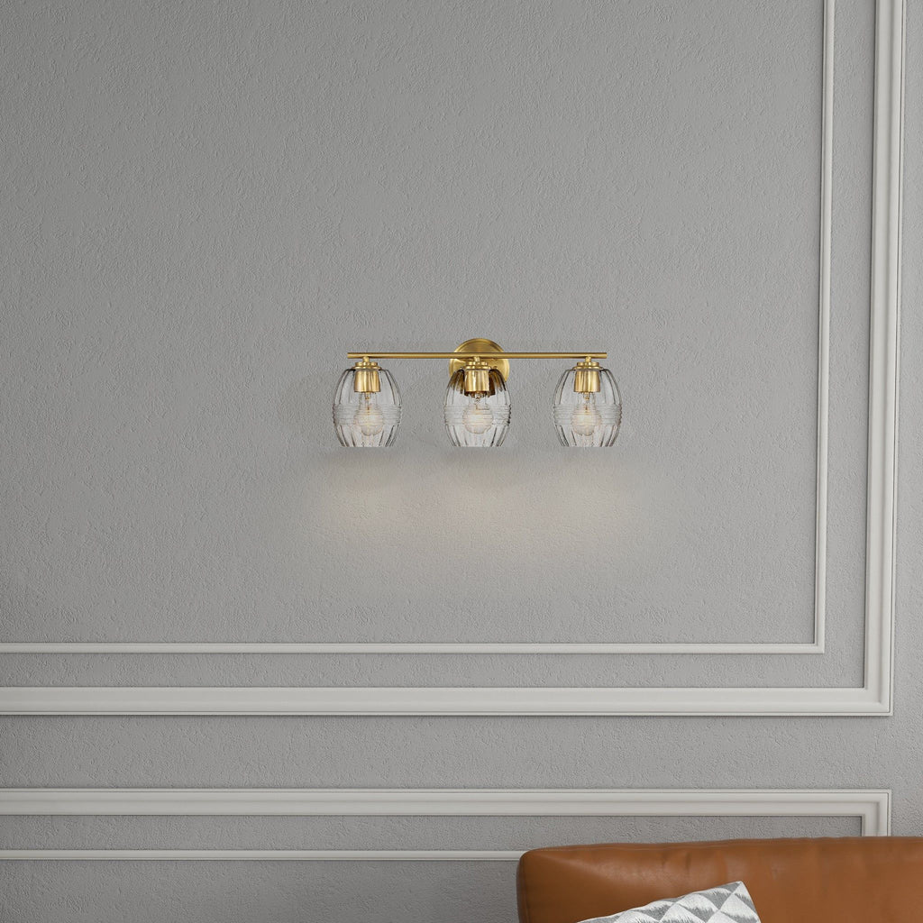 3 Lights Brush Vanity Light - Clear / Gold