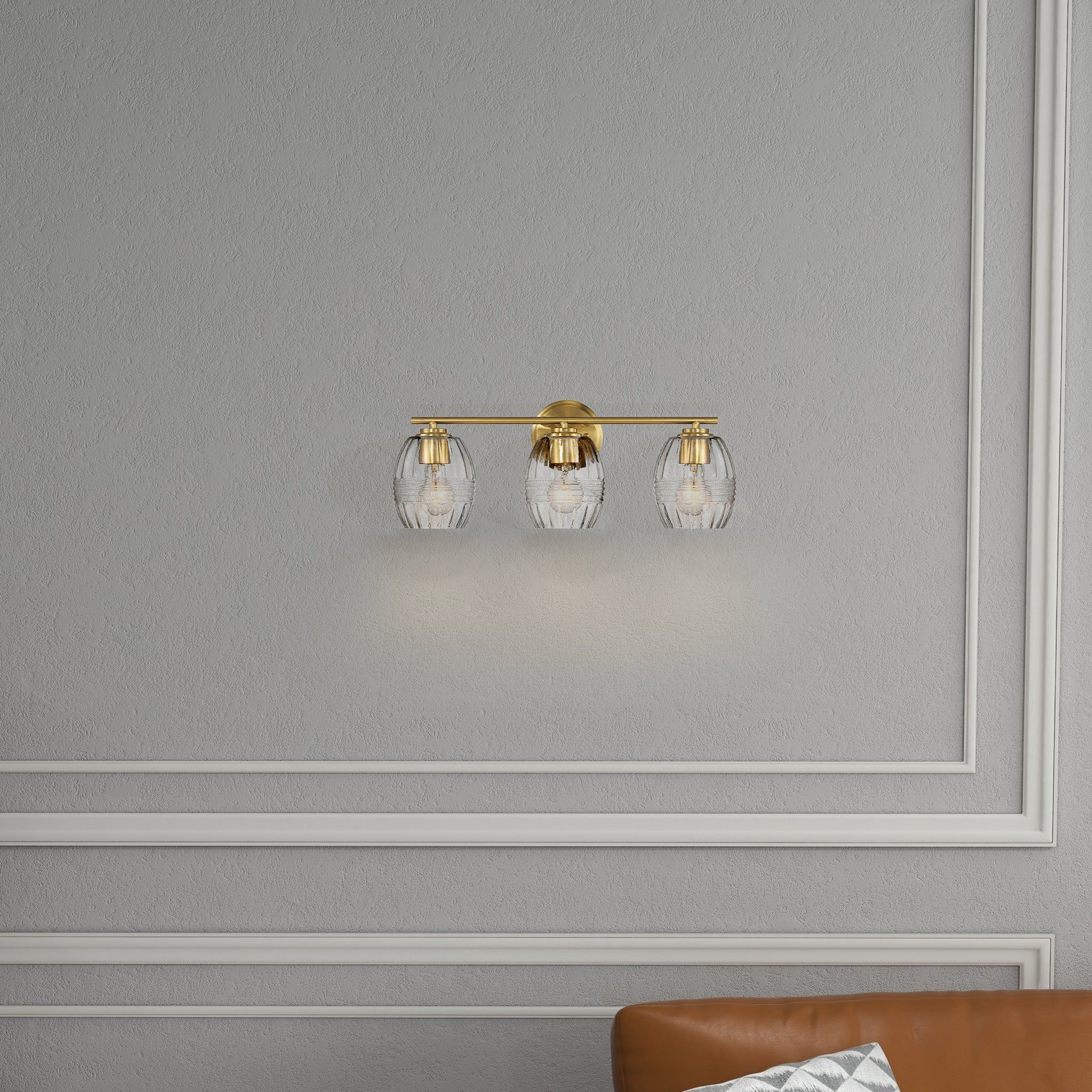 3 Lights Brush Vanity Light - Clear / Gold