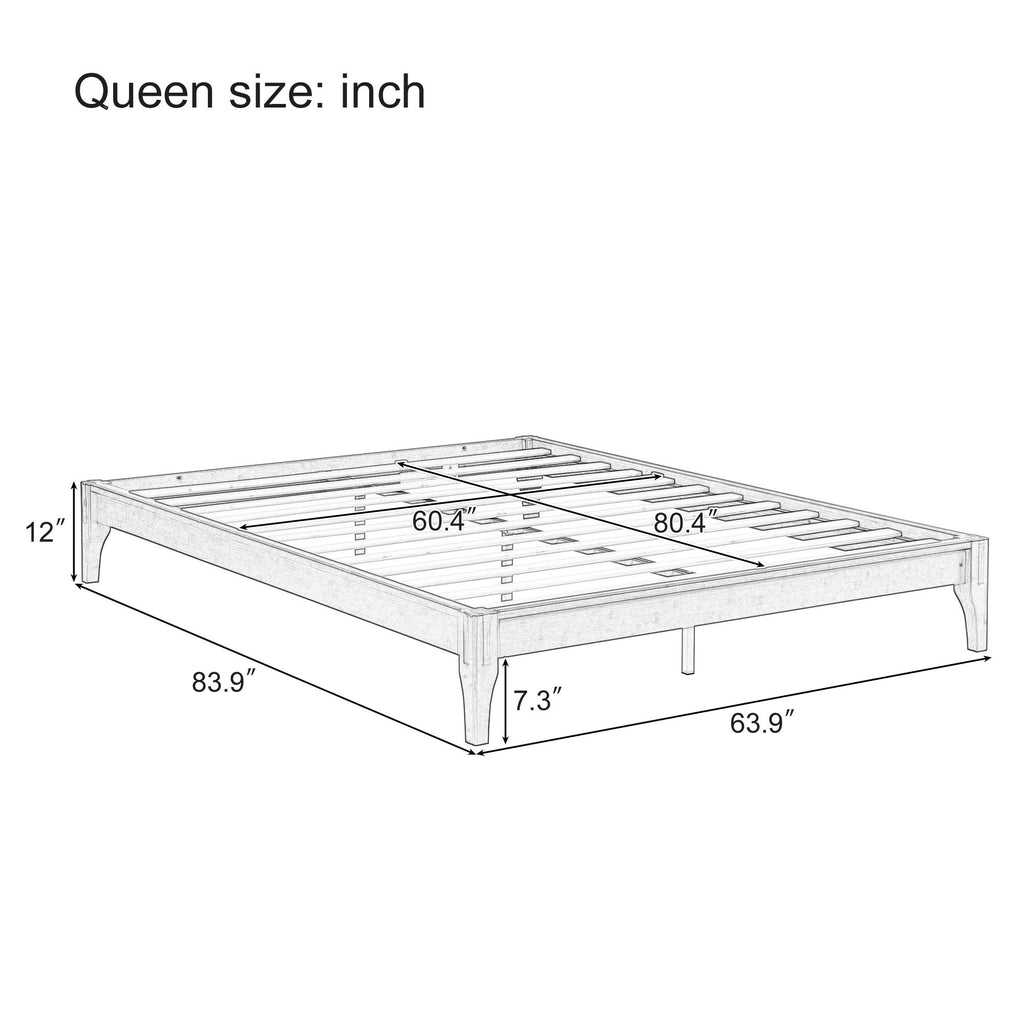 Solid Dry Bamboo Platform Bed Frame, With Slat Support