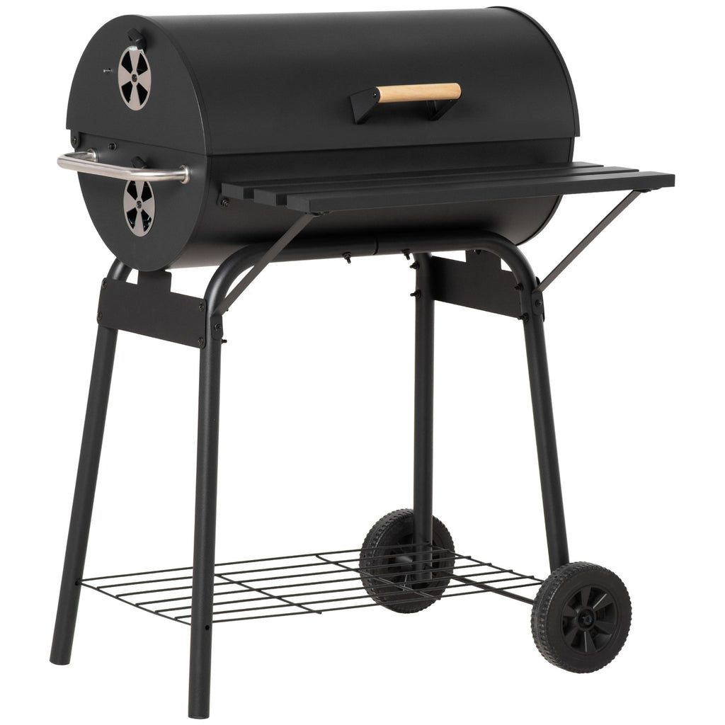 Outsunny 30' Portable Barrel Charcoal BBQ Grill Steel Outdoor Smoker