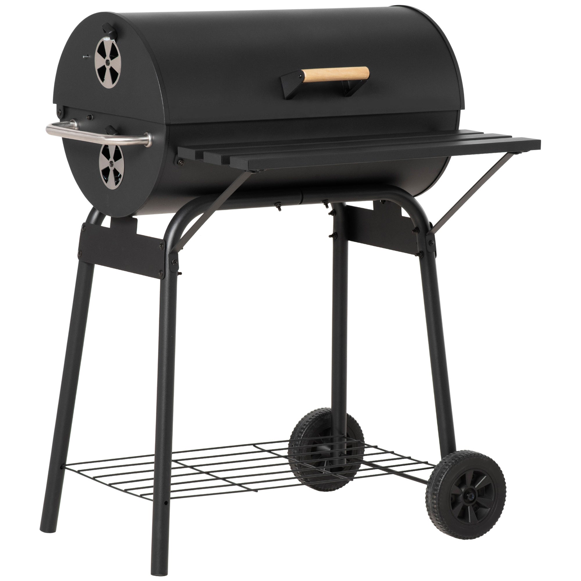 Outsunny 30' Portable Barrel Charcoal BBQ Grill Steel Outdoor Smoker