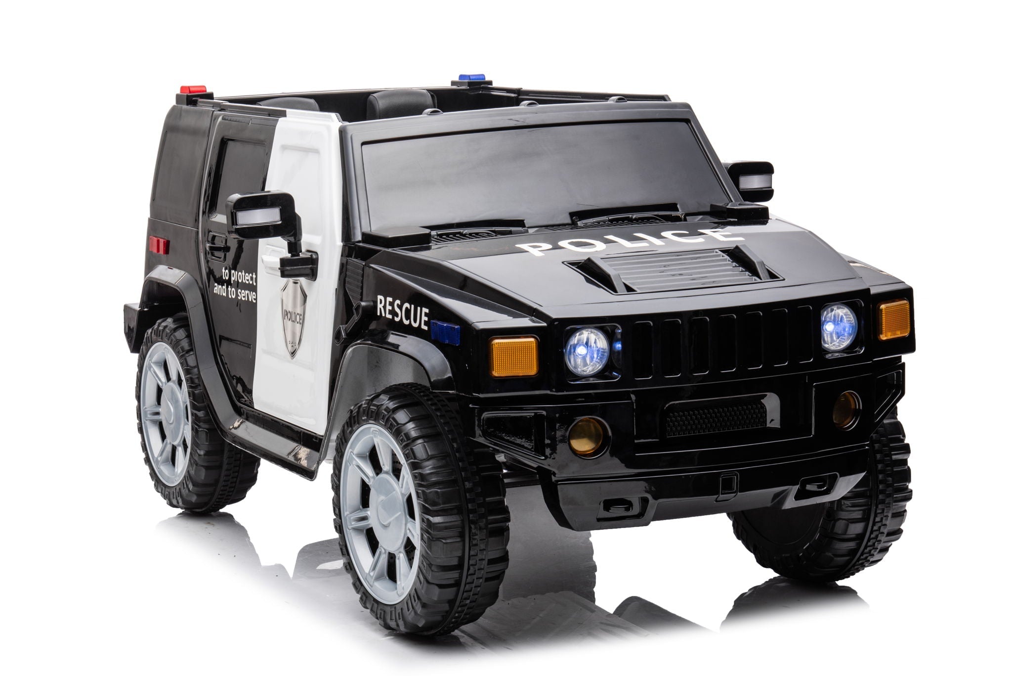12V7A 30W*2 Four-Wheel Drive Seat One Button Start, Forward And Backward, High And Low Speed, Music, Front Light, Power Display, Two Doors Can Open, 2.4G R / C, Seat Belt Four Wheel Absorber