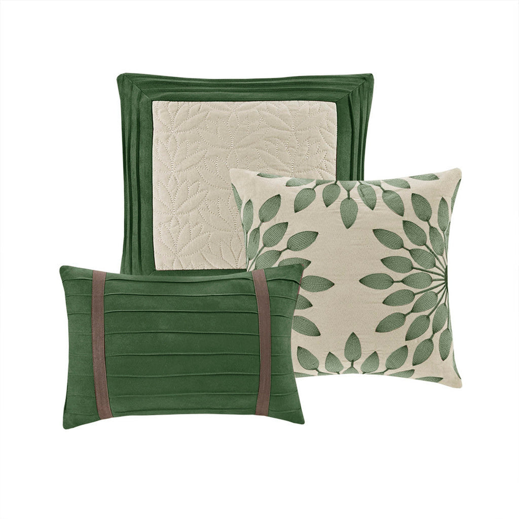7 Pc Faux Suede Comforter Set Green King