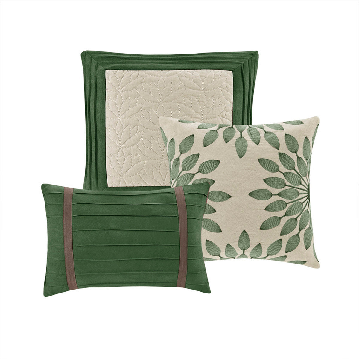 7 Pc Faux Suede Comforter Set Green King