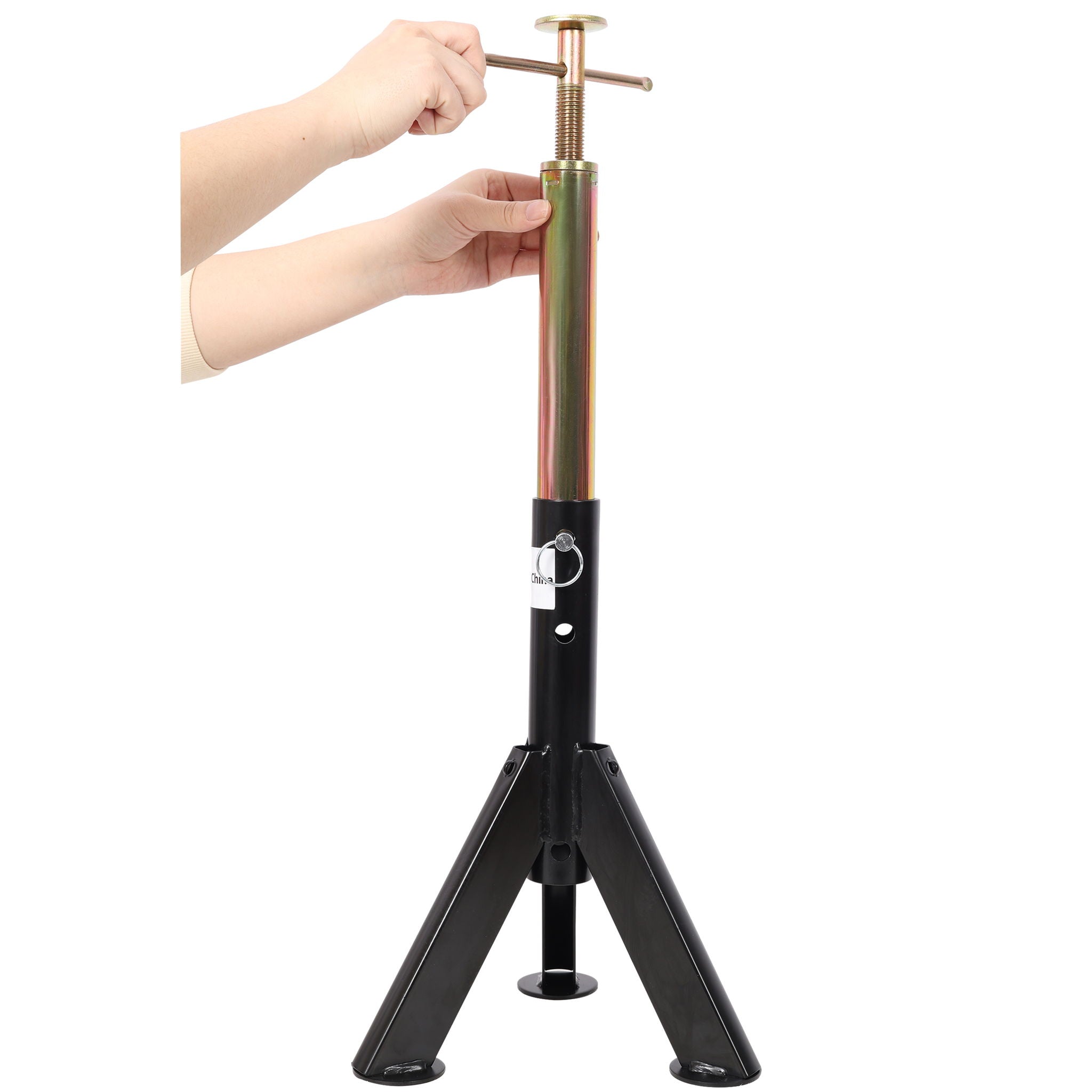 RV Adjustable Telescoping Stabilizer Jack Stand Supports 16" to 30" (Set of 2) - Black