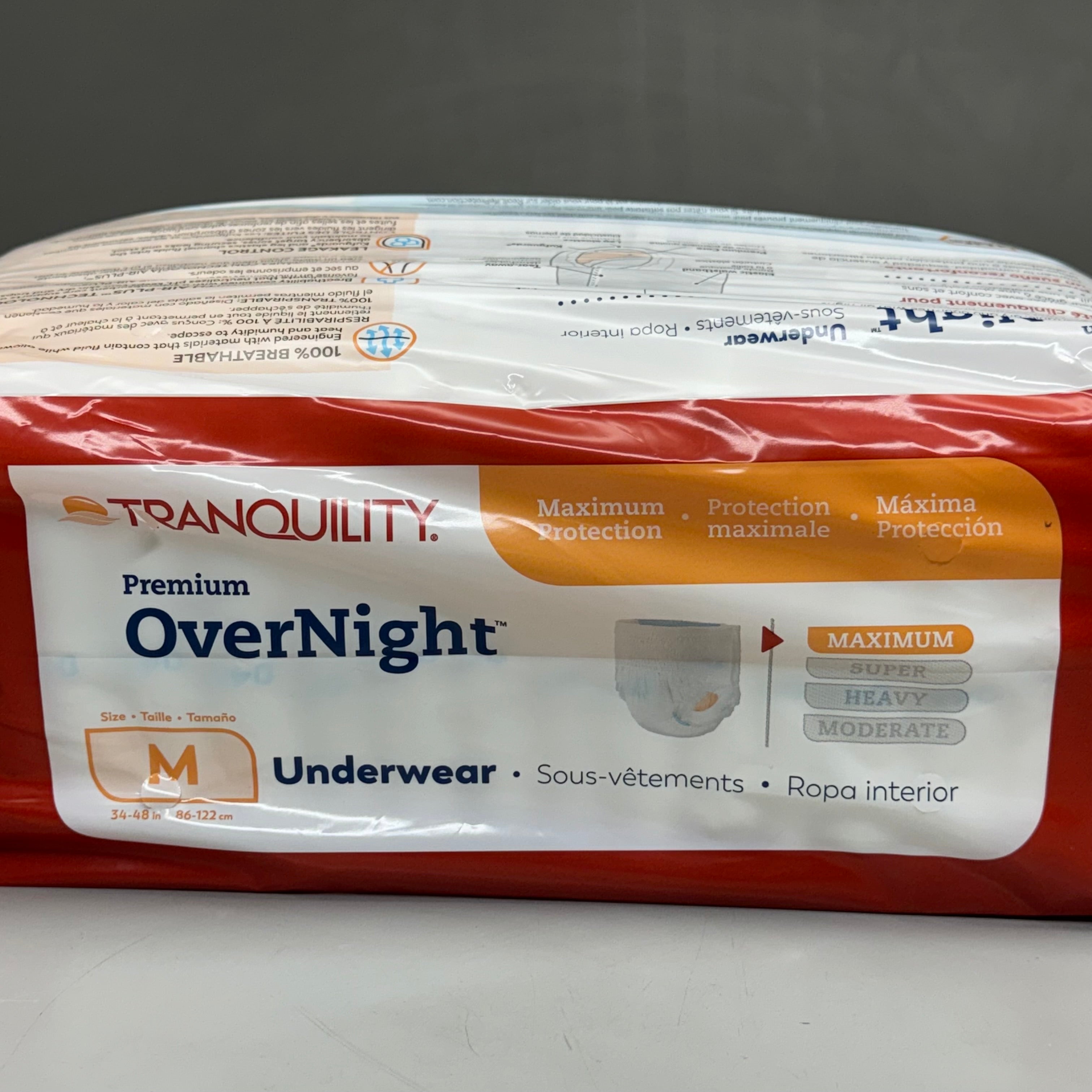 TRANQUILITY (2 PACK 36 Count) Disposable Overnight Underwear Size Medium 2115