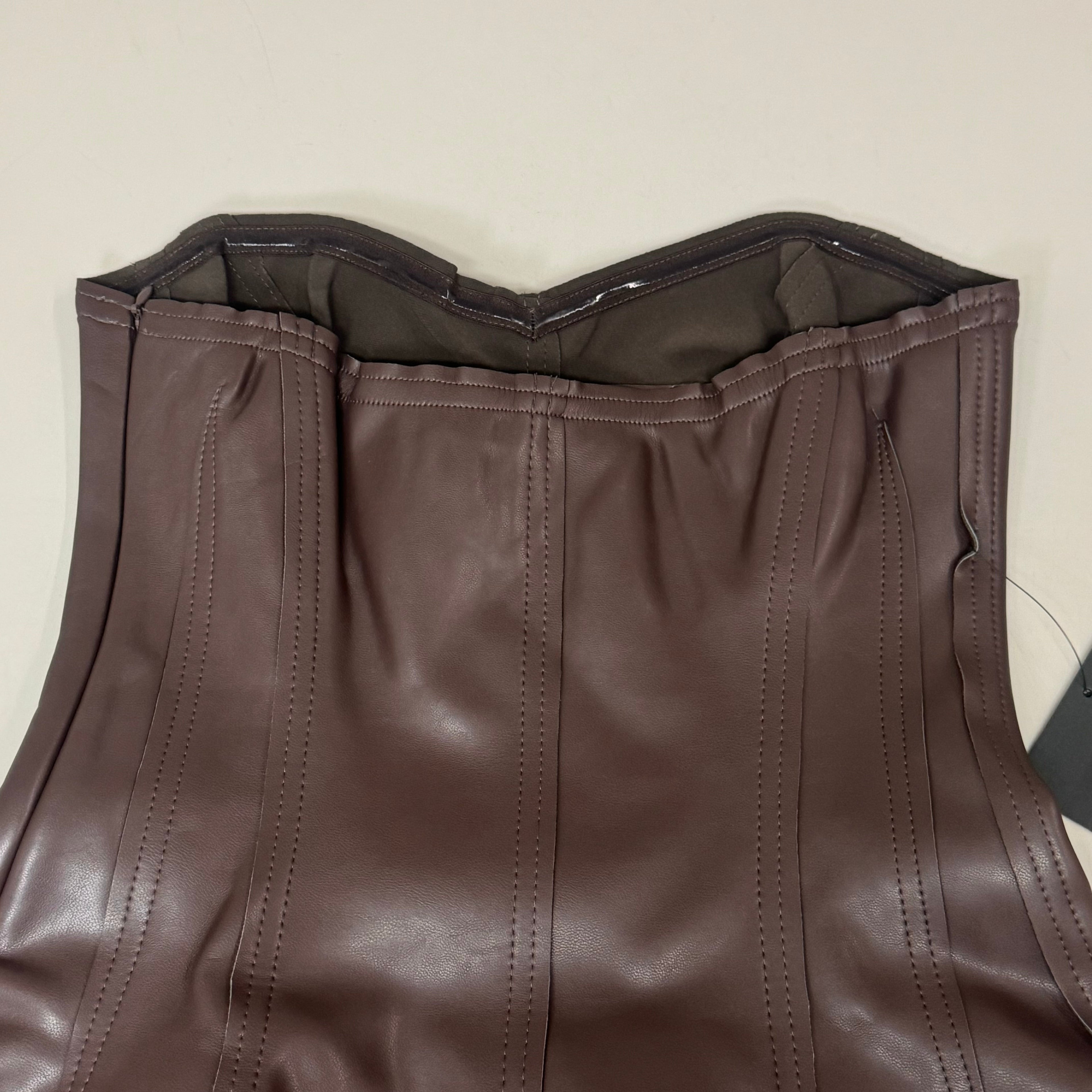 NORMA KAMALI Strapless Grace Mini Dress Unlined Women's Sz XXS/32 Chocolate