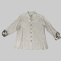 MULTIPLES Button-Up Plaid Shirt w/Cuff Petite Women's Sz PXL Brown/Cream M44506BP