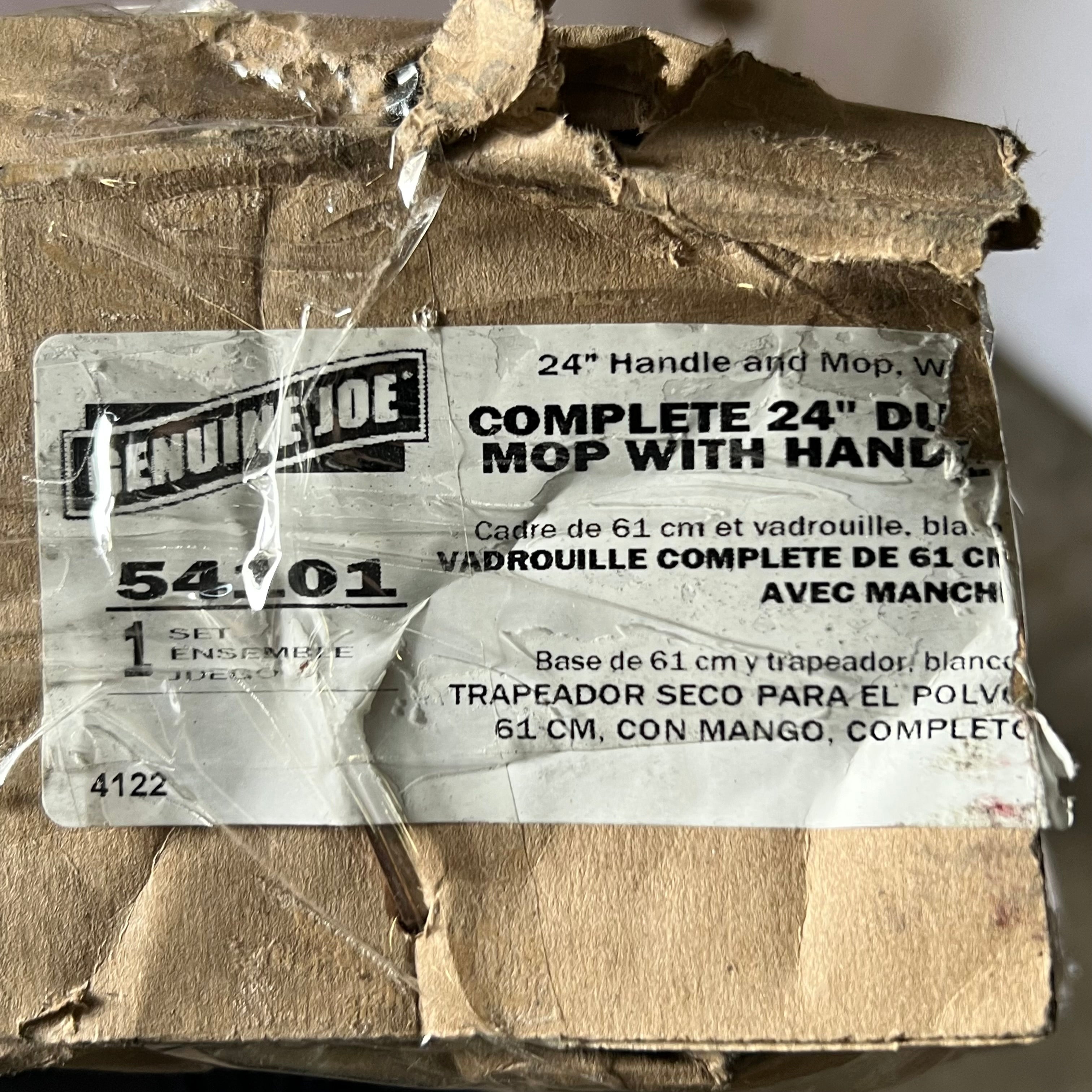 GENUINE JOE Handle & Mop Sz 24", Natural Wood 54101 (New Other, Distressed Box)