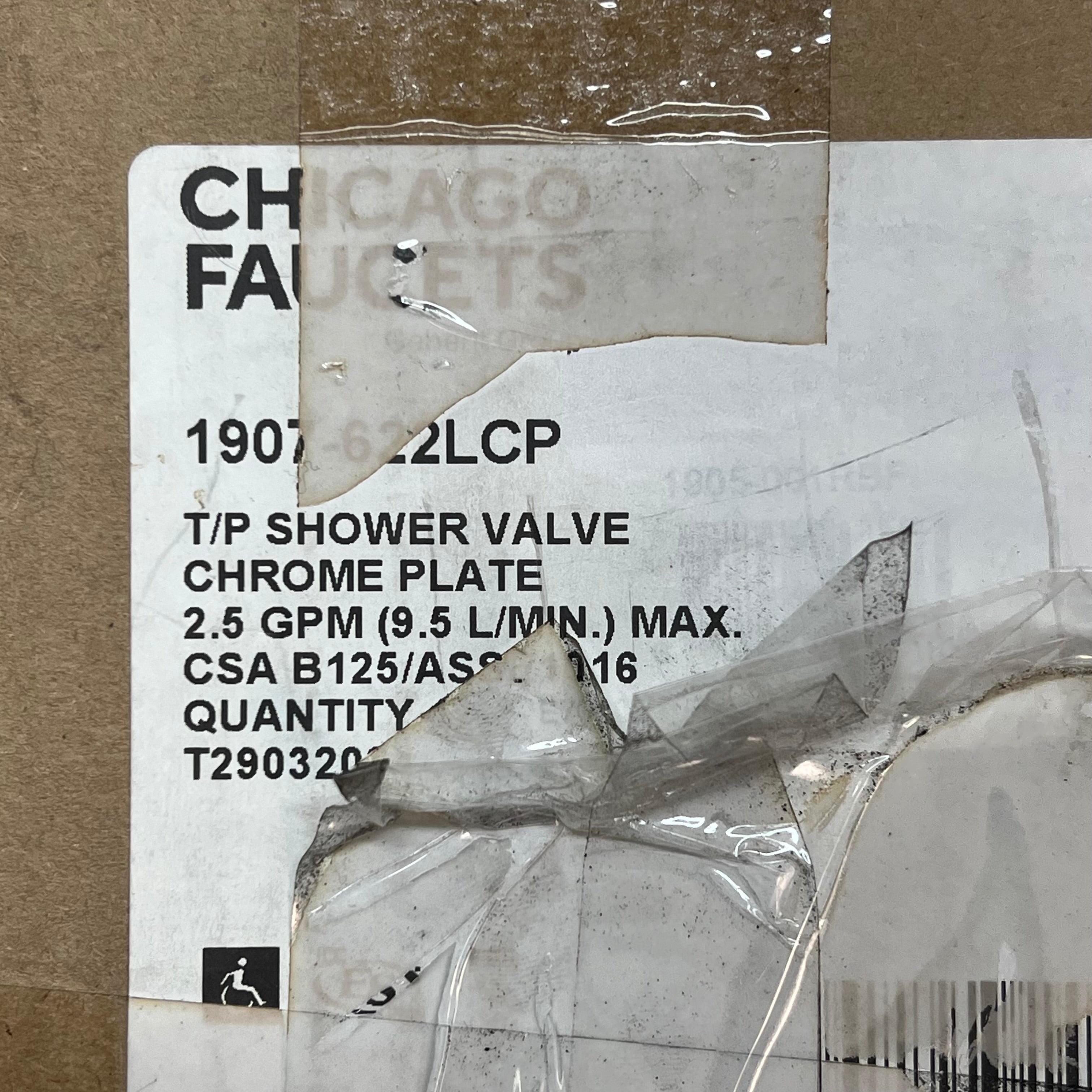 CHICAGO FAUCET Tub & Shower Fitting 1.5" Gpm 80 Psi  20 To 125 Psi 1907-622LCP