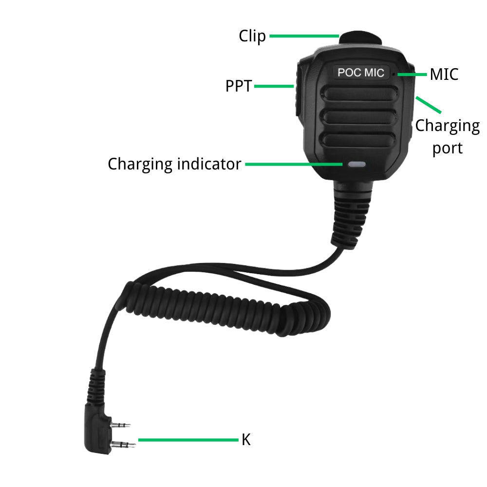 RUYAGE POC Speaker Microphone for 4G LTE Walkie Talkie | Loud PTT Radio Mic with K Jack Connector