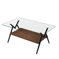 Rectangle Coffee Table With Tempered Glass Top And Shelf