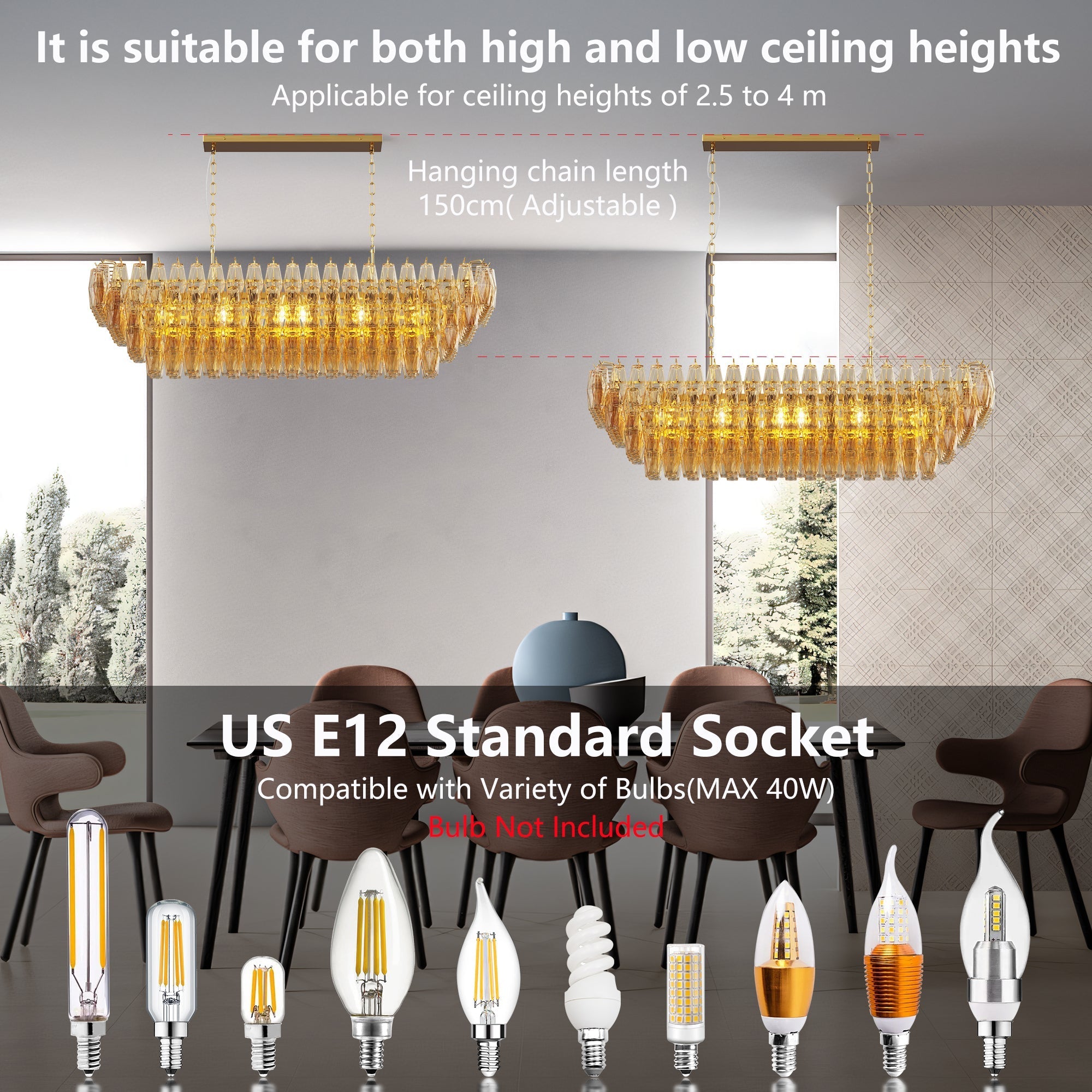 Modern Chandeliers for Dining Room, 54" Large Rectangle Gold Kitchen Chandelier Over Table