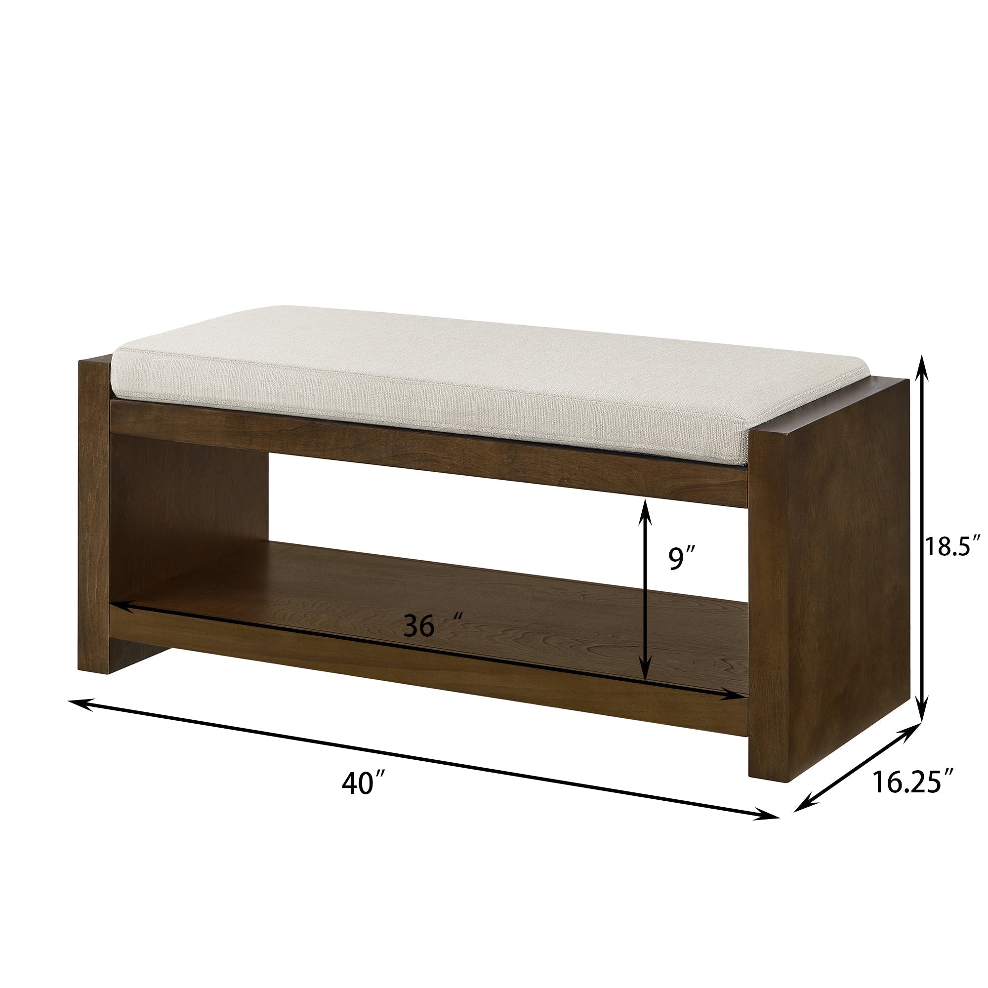 40" Accent Bench with Lower Shelf Shoe Rack