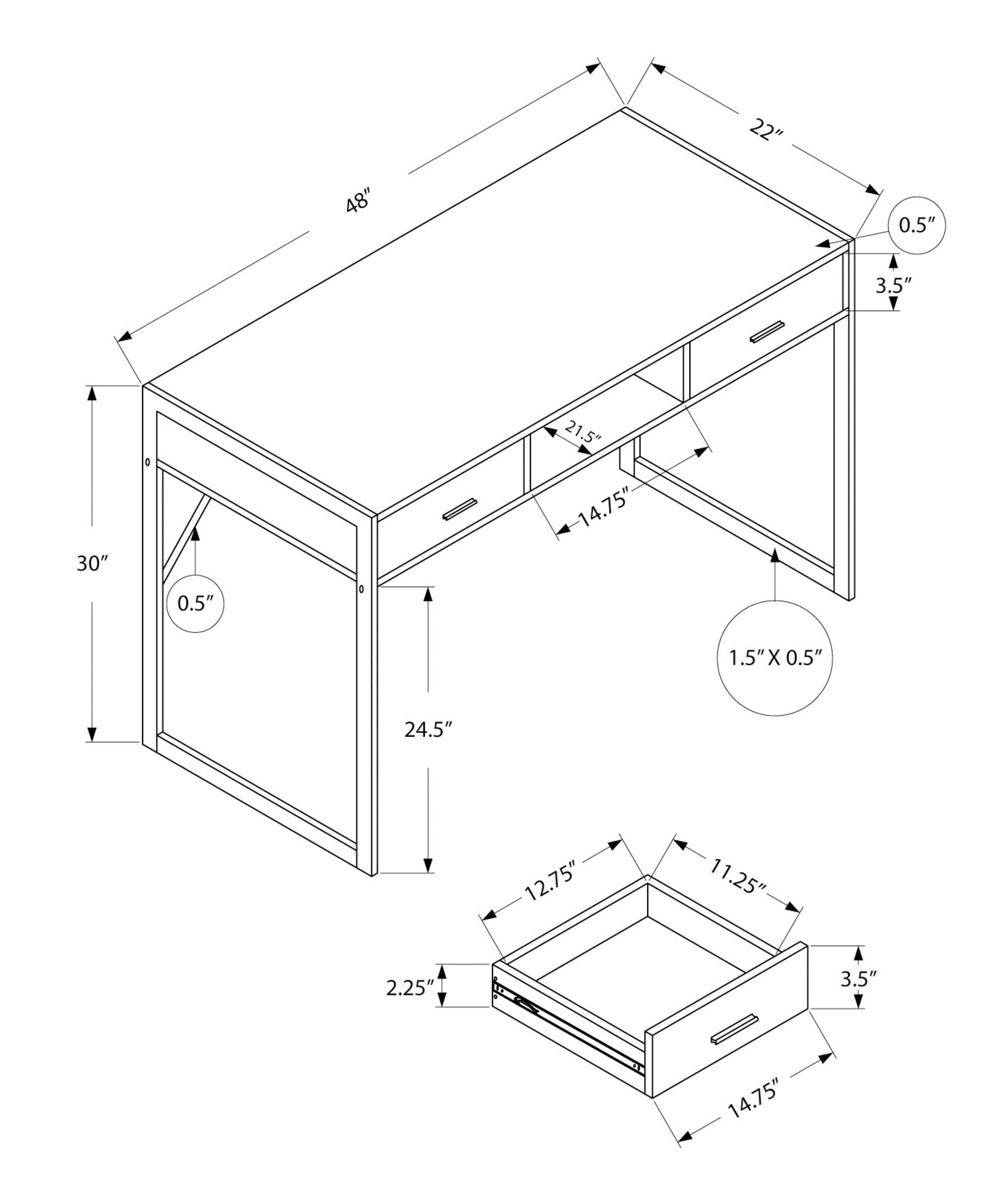 Computer Desk For Home Office Laptop with Storage Drawers