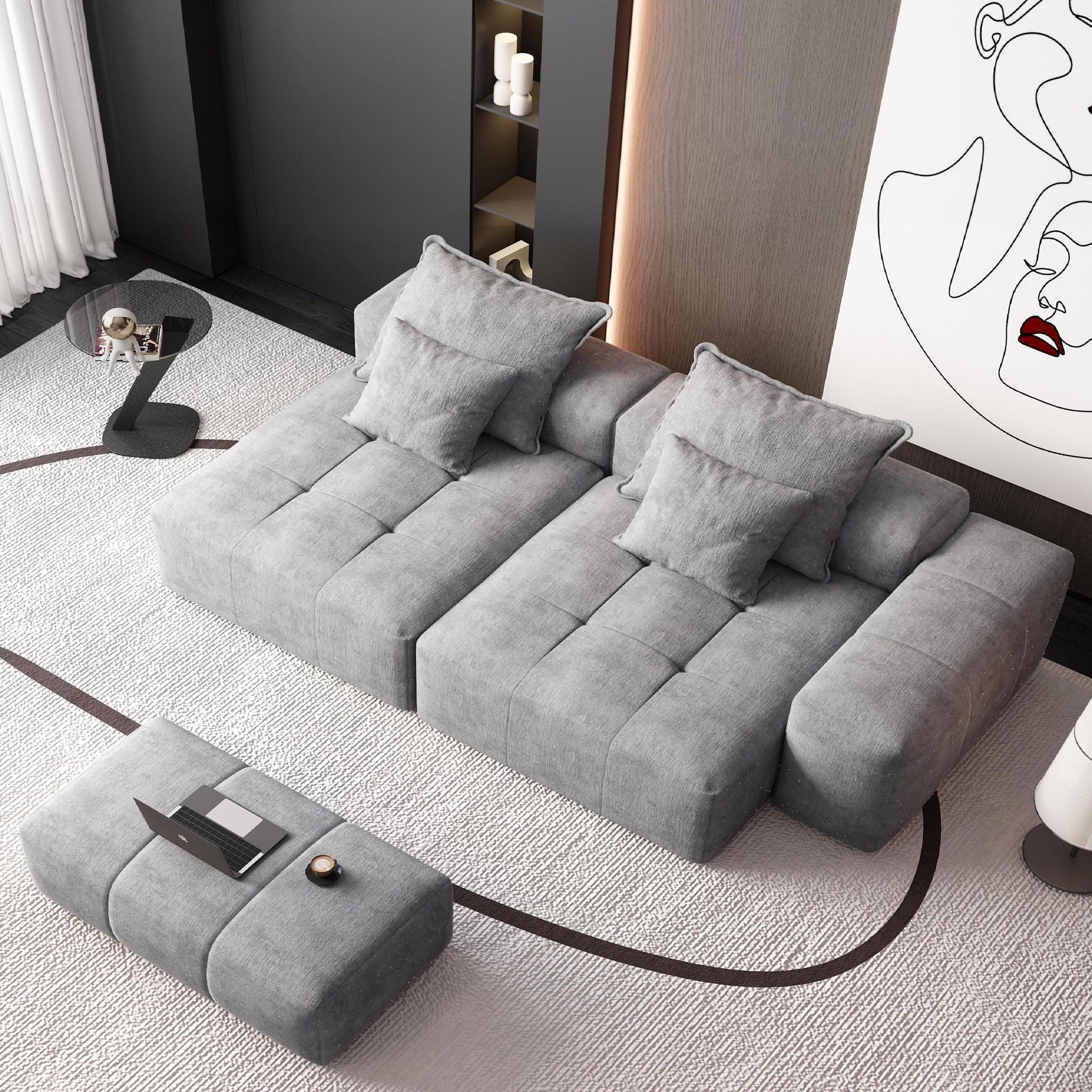 Modern Oversized DIY Combination Modular Sectional Sofa With Pillows