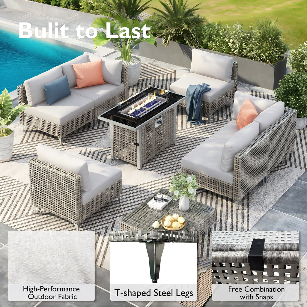 K&K 7-Piece Wicker Patio Furniture Set