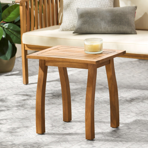 Patio Conversation Set with Acacia Wood Armchairs and End Table