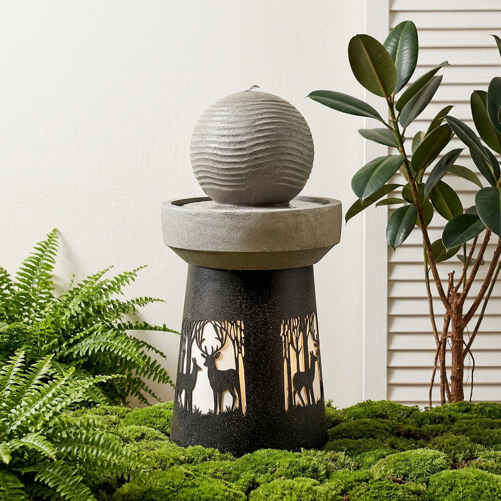 Outdoor Garden Lantern with Warm LED Light Deer Silhouette