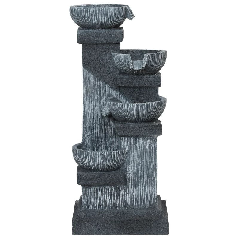 4-Tier Resin Cascading Bowls Outdoor Waterfall Fountain with LED Lights