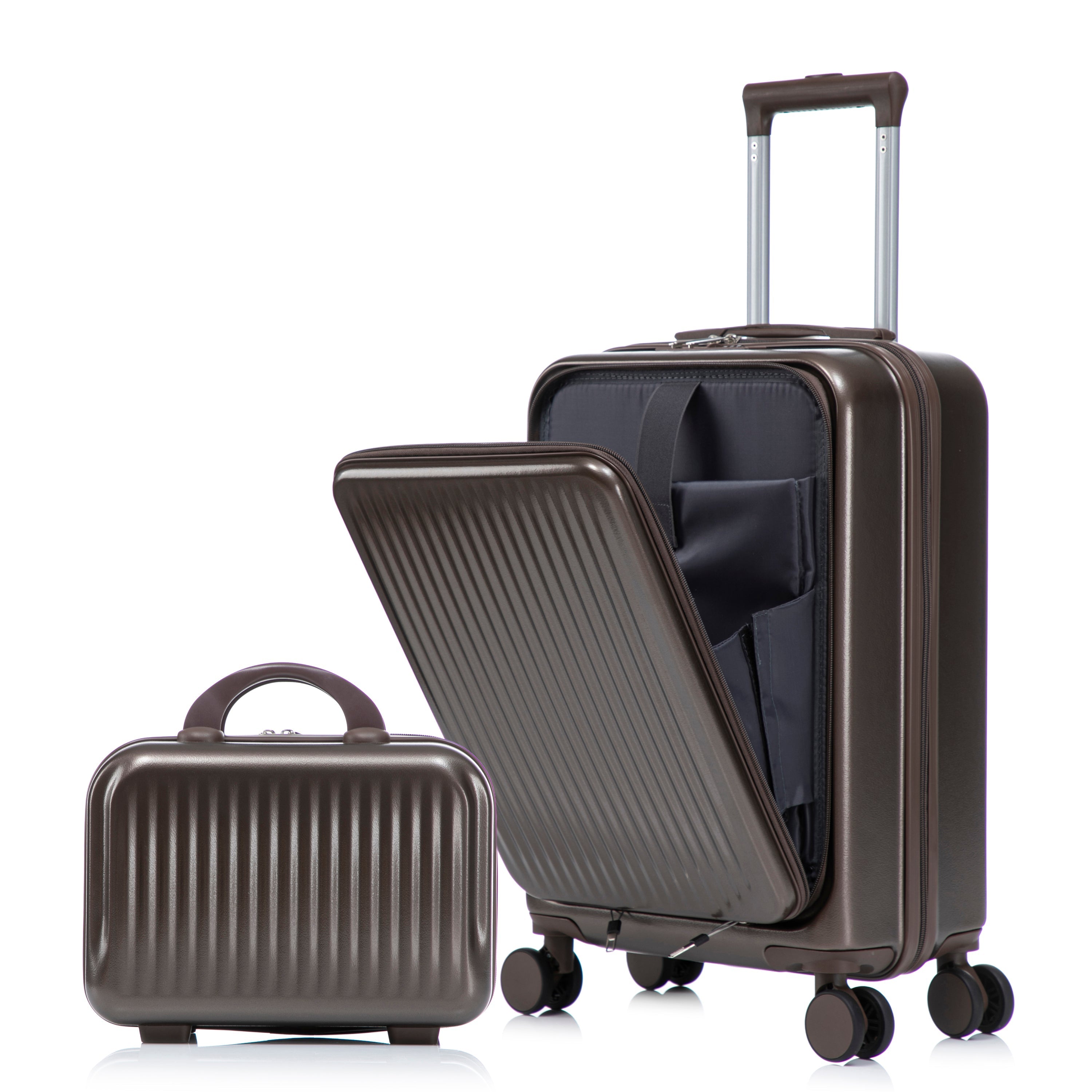 14' & 20' ABS Spinner Wheel Luggage Set with Cosmetic Case