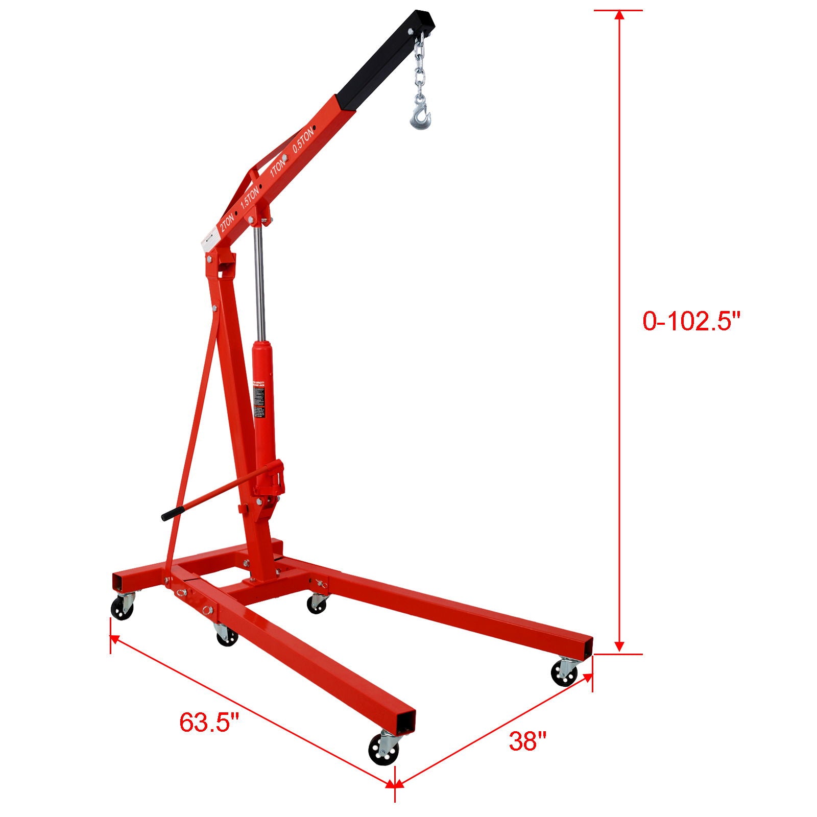 2 Ton Folding Engine Hoist Crane Lift with 6 Wheels