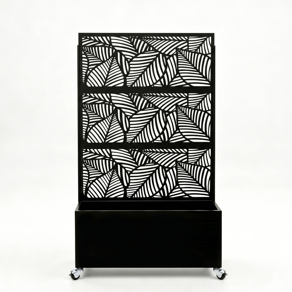 70.87" H × 46.06" W Leaf Pattern Privacy Screen with Planter Box