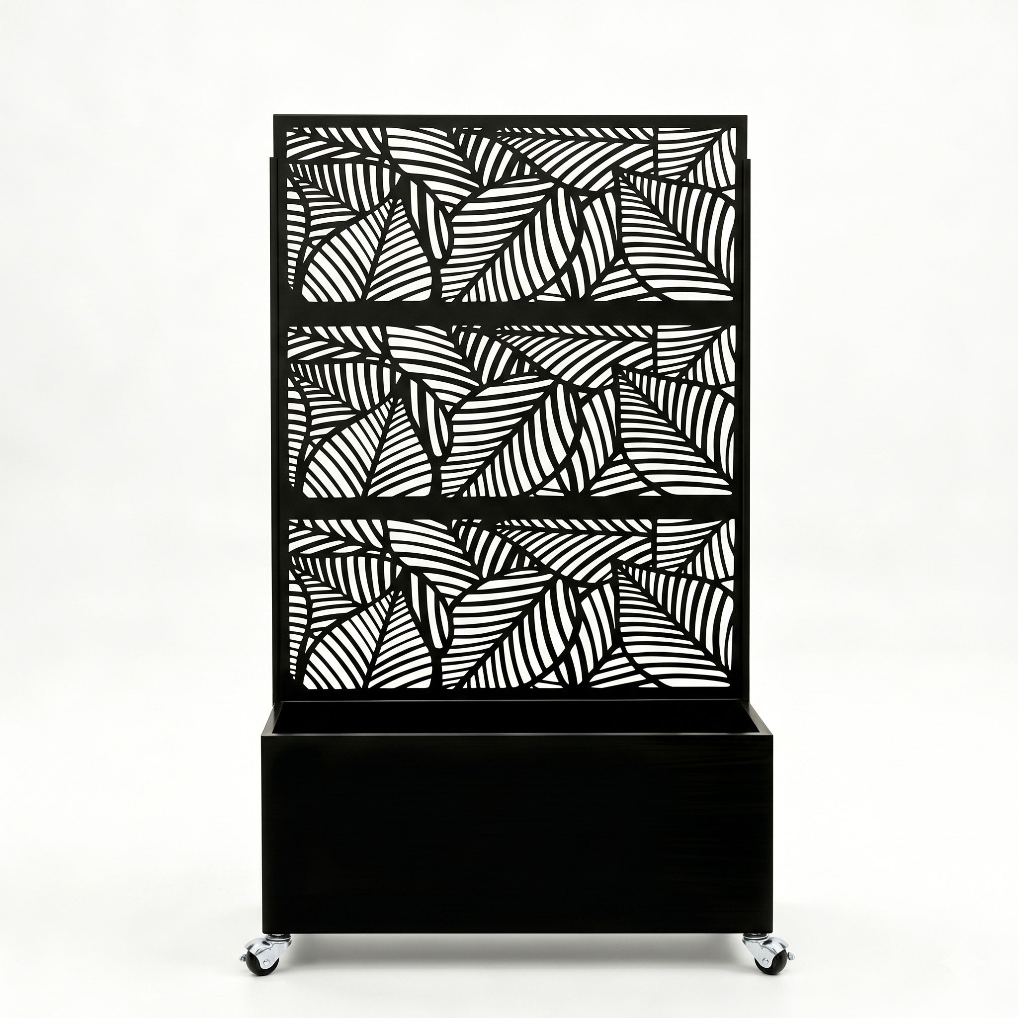 70.87" H × 46.06" W Leaf Pattern Privacy Screen with Planter Box