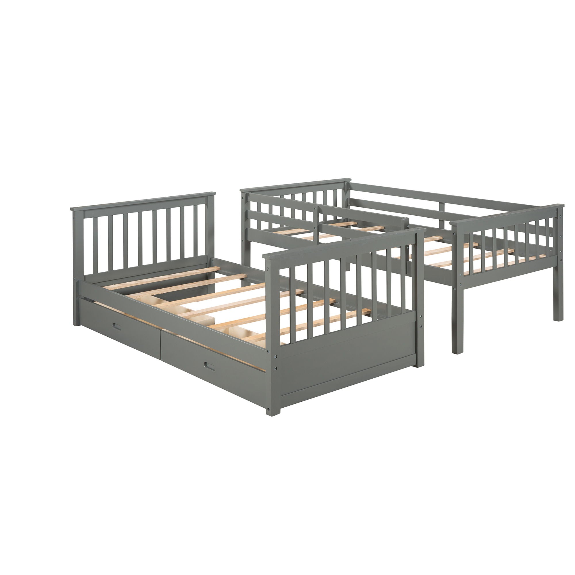 Bunk Bed With Ladders And 2 Storage Drawers