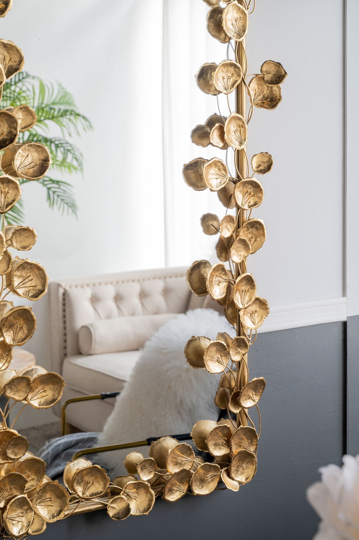 Full Length Mirror with Gold Leaf Accents