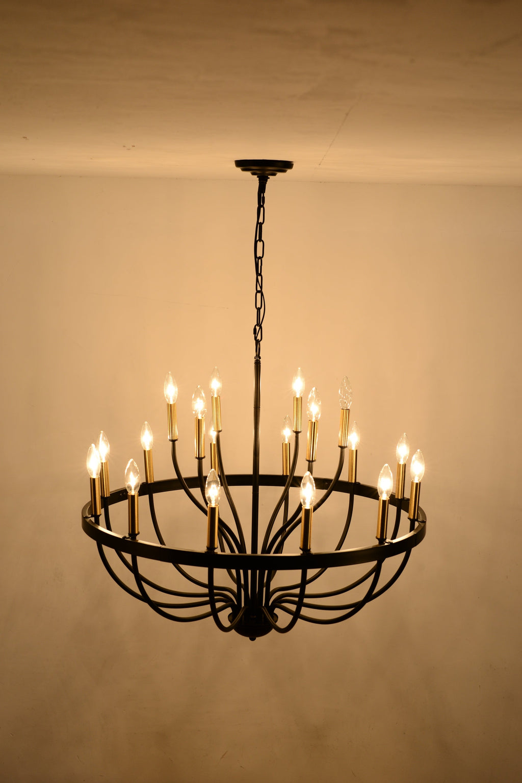 15-Light Industrial Iron Candle Chandelier Modern Farmhouse Pendant Light