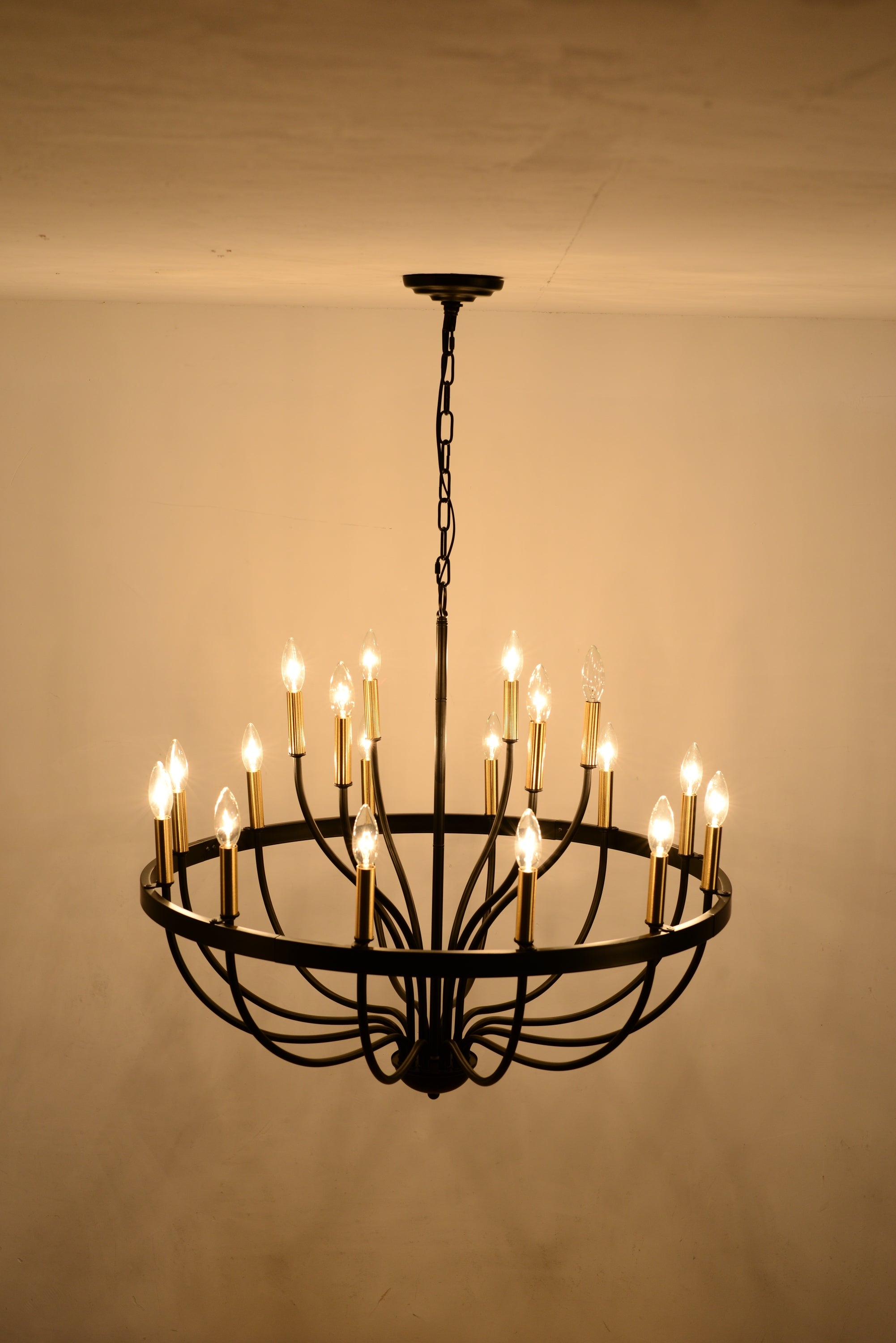 15-Light Industrial Iron Candle Chandelier Modern Farmhouse Pendant Light