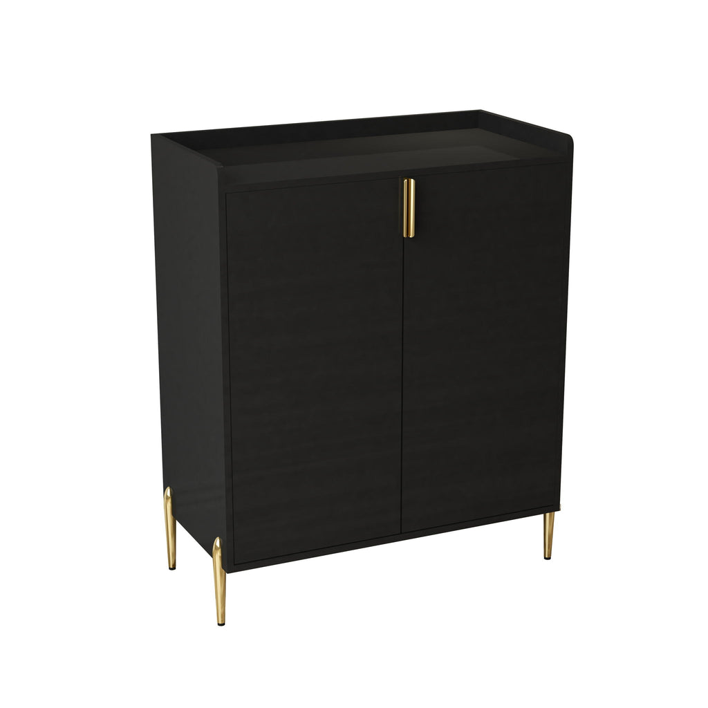 Wine Bar Cabinet With Adjustable Shelf, 2 Door Sideboard With Soft-Closing Hinges And Feet