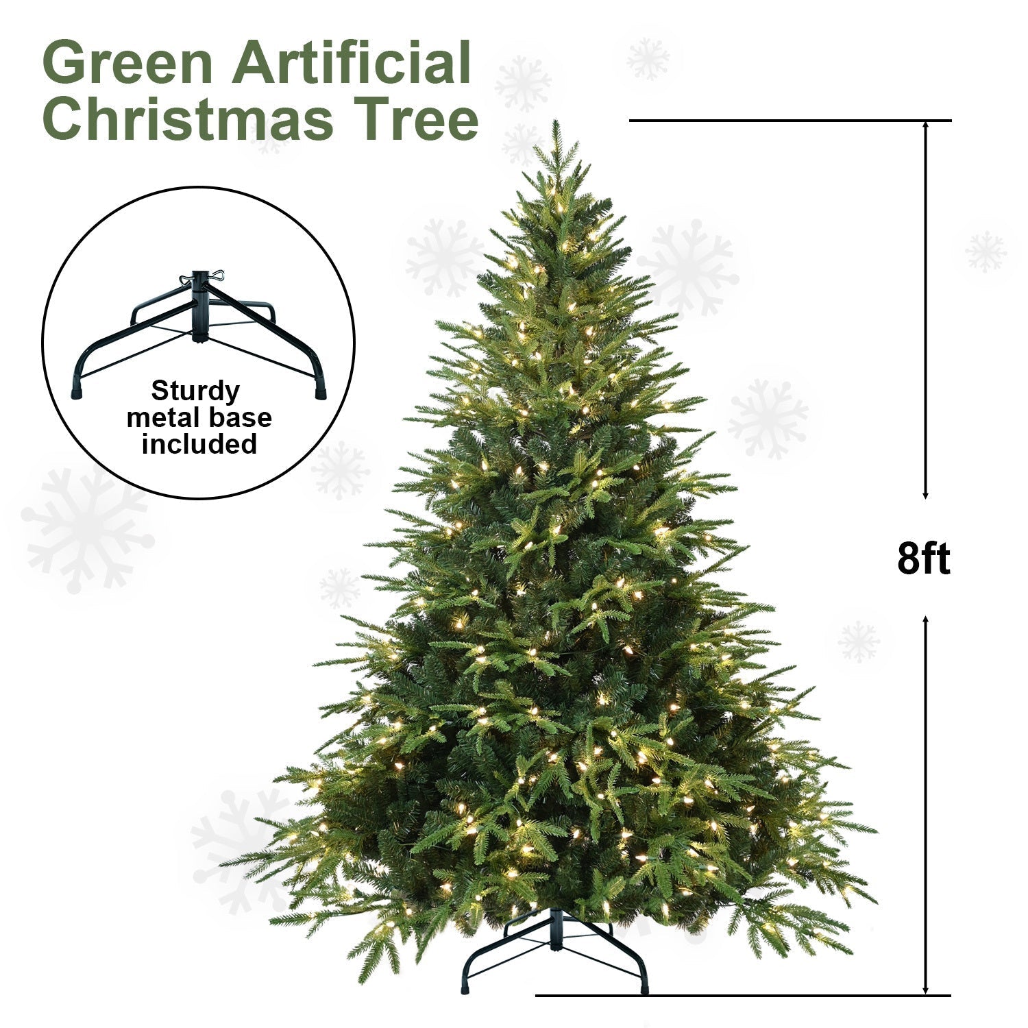 6.5ft Pre-Lit Artificial Christmas Tree with 450 Warm White Lights