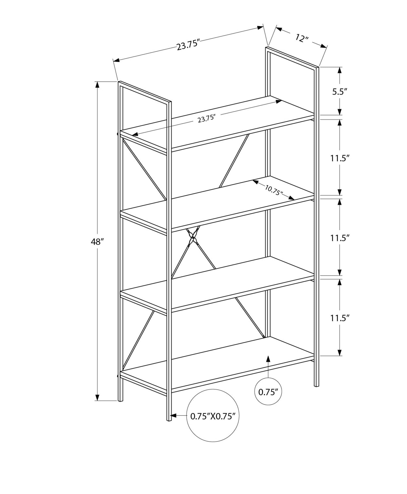 4-Tier Contemporary Bookshelf for Office & Bedroom