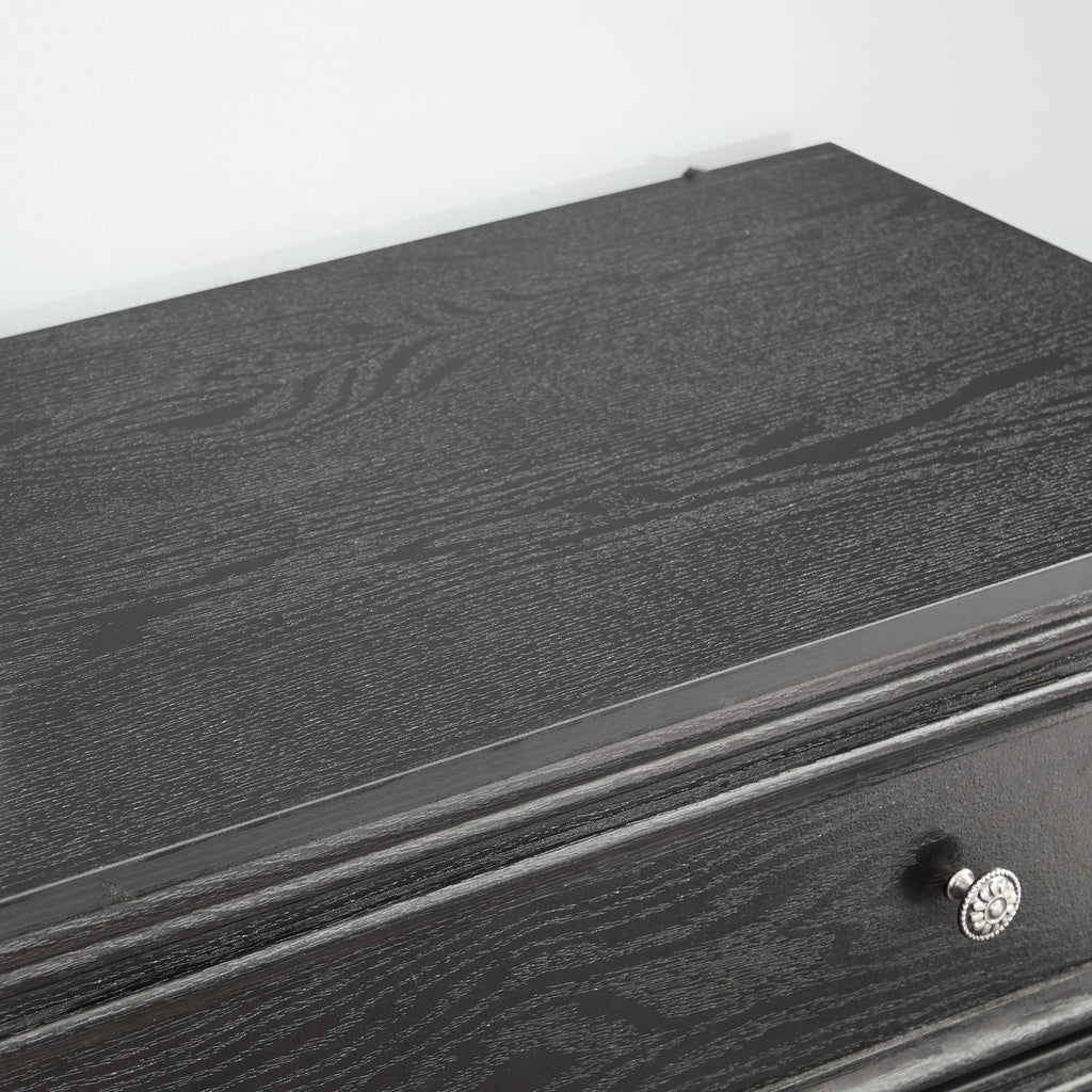 Modern 5-Drawer Black Dresser for Living Room Storage