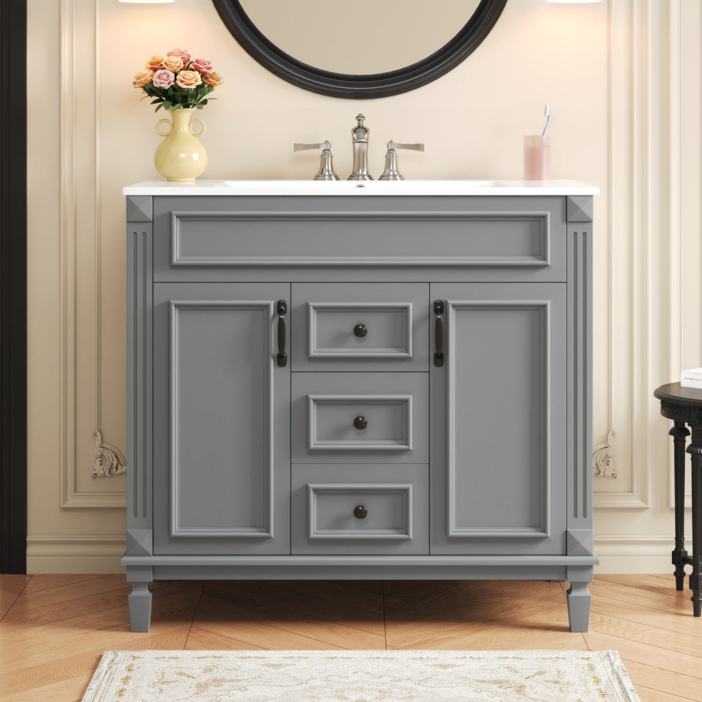 Bathroom Vanity With Top Sink and Soft-Closing Storage