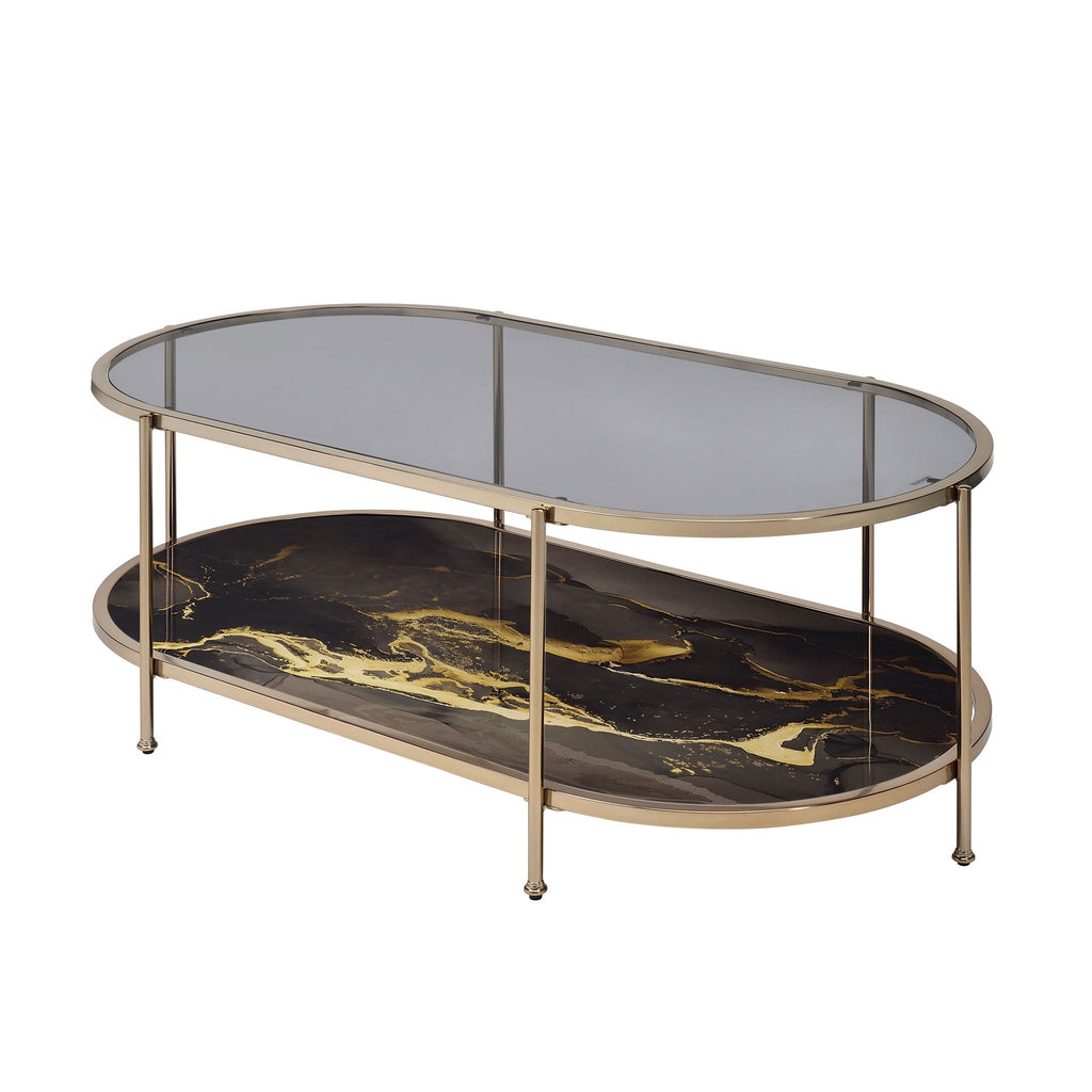 Fiorella Marble Print Glass Table