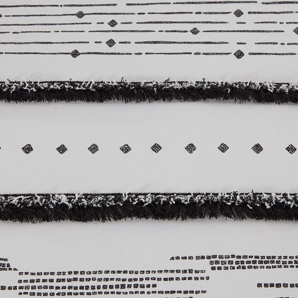 Cotton Printed Comforter Set with Trims Black/White King/Cal King