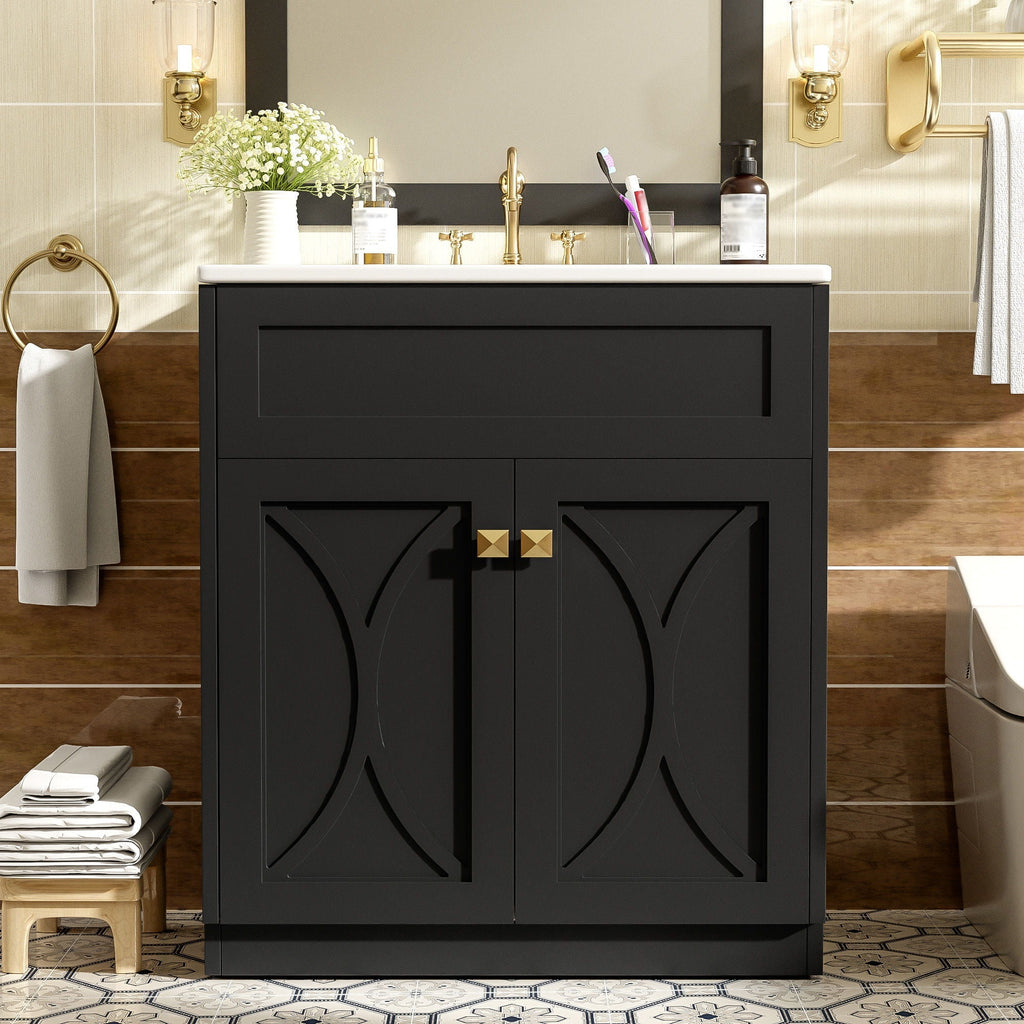 Bathroom Vanity With Sink, Freestanding Storage Cabinet With Handles