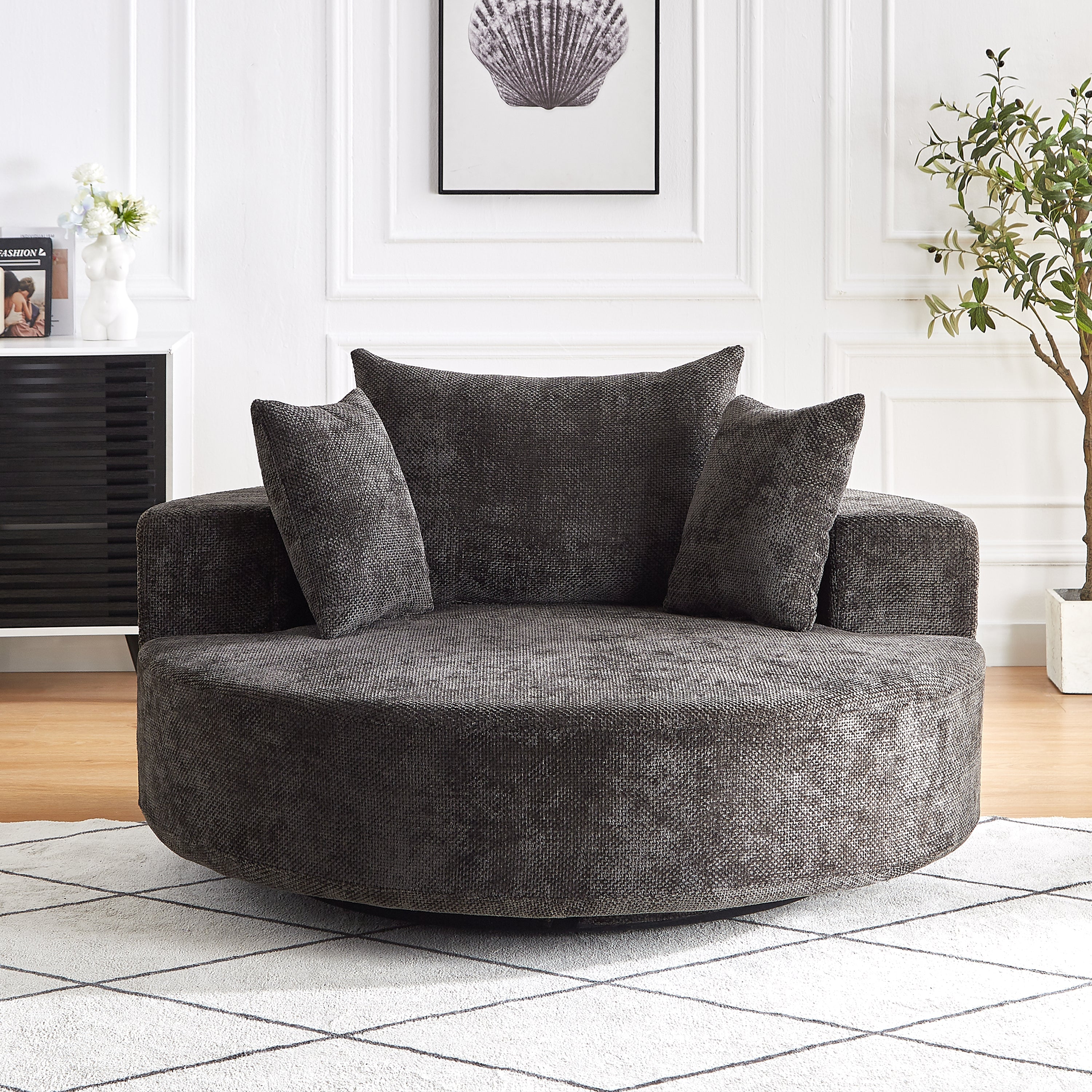 55'' Chenille Foam Single Swivel Chair