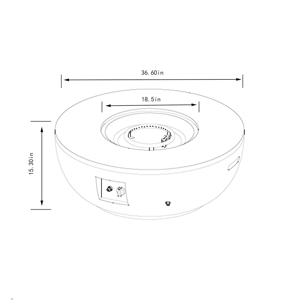 36'' Propane Gas Fire Pit Table - Grey Steel