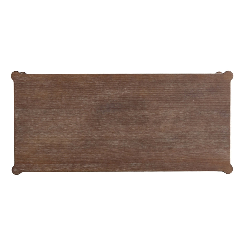 Rustic Brown Wood Coffee Table with Turned Spiral Legs and Lower Shelf