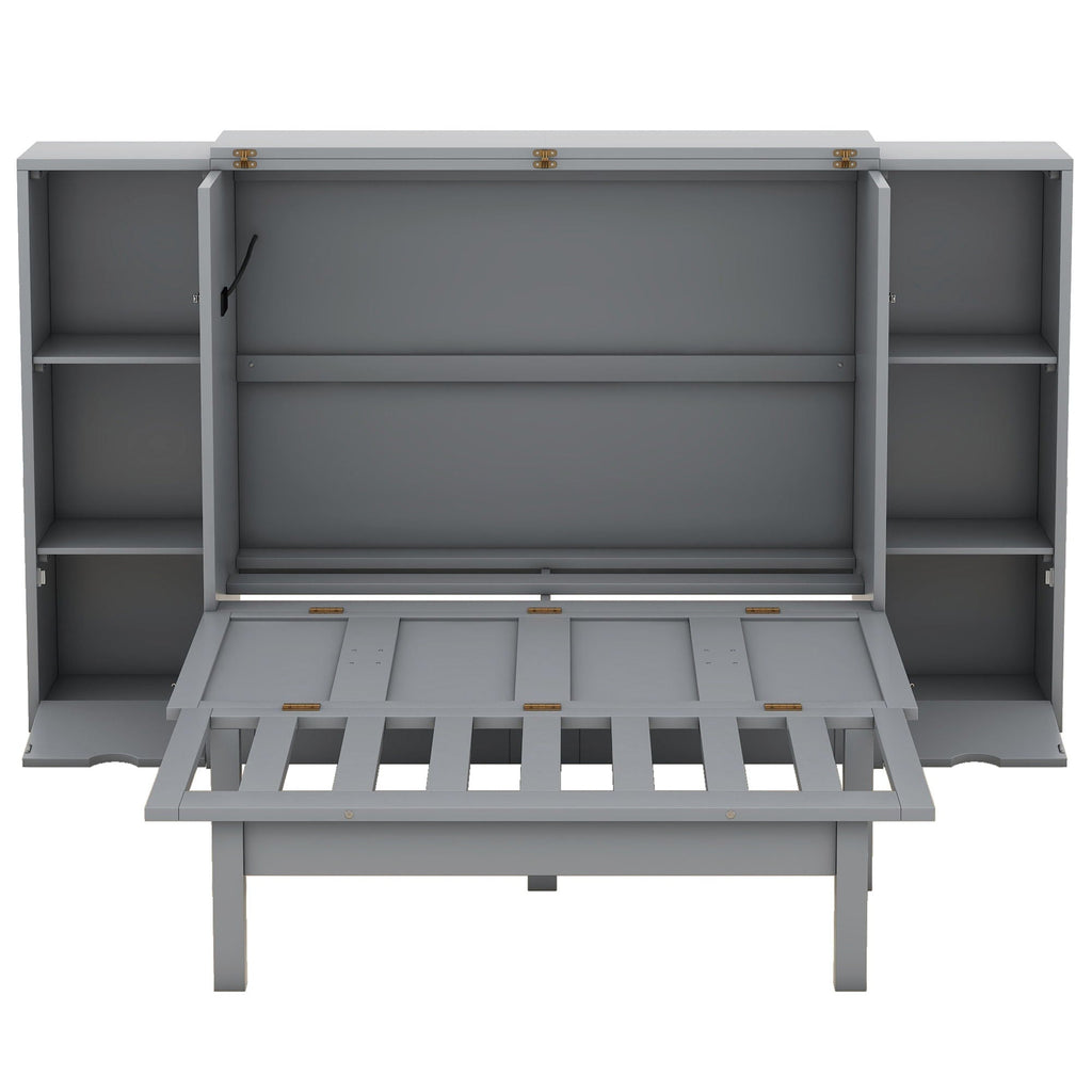 Murphy Bed With Shelves, Drawers And USB Ports