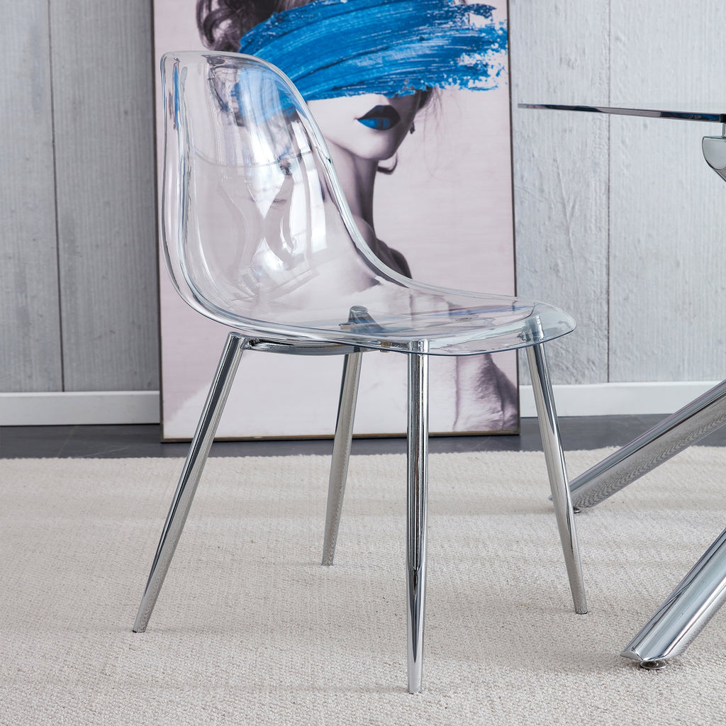 Modern Minimalist Transparent Dining Chair - 6-Piece Set