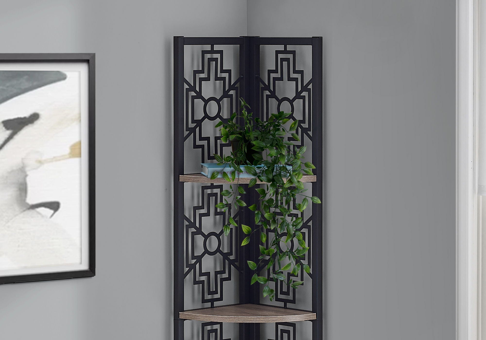 4 Tier Corner Bookshelf Bookcase for Office, Transitional Style