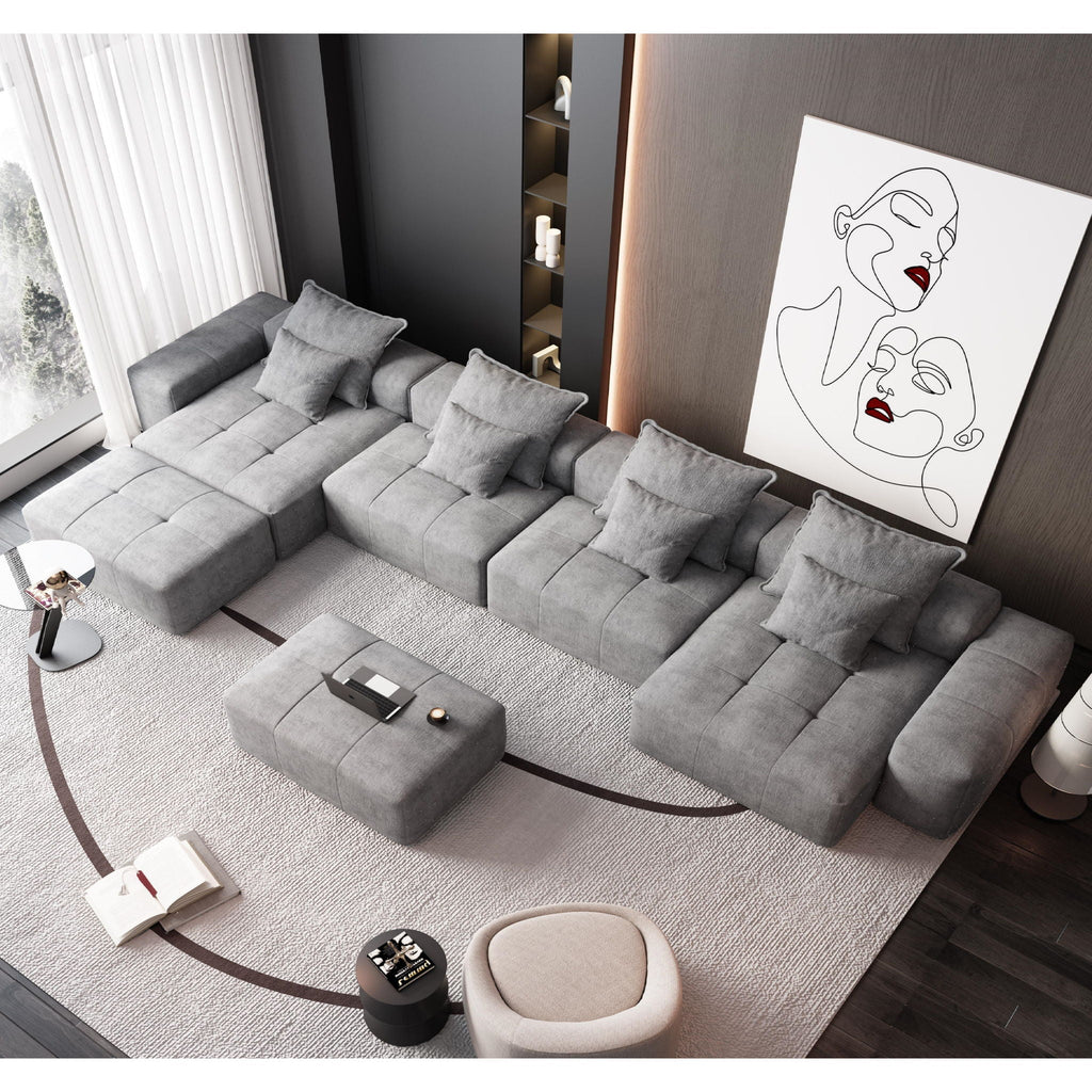 Modern Oversized DIY Combination Modular Sectional Sofa With Pillows