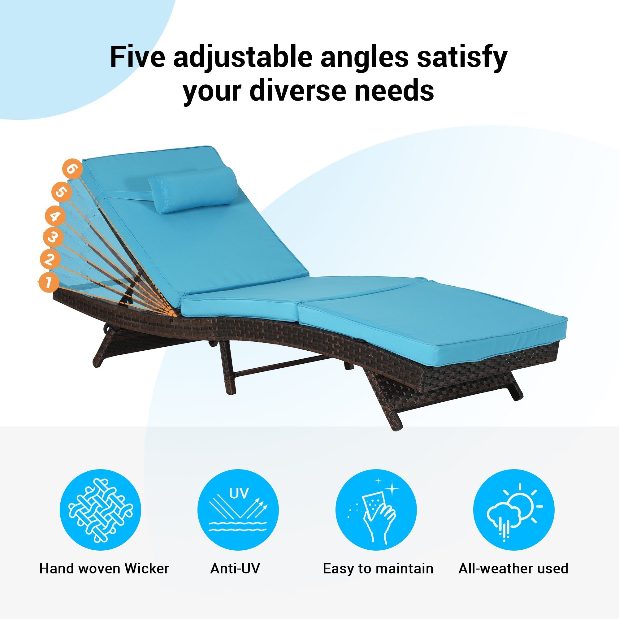 Outdoor Wicker Reclining Chair Set of 2