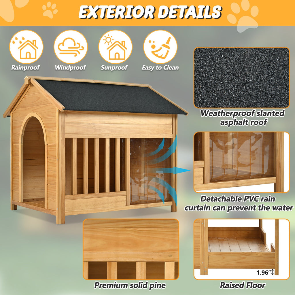 60.2 Inch Large Outdoor Dog House with Insulated Liner