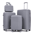 4-Piece PP Spinner Wheel Luggage Set with Cosmetic Case, Light Gray